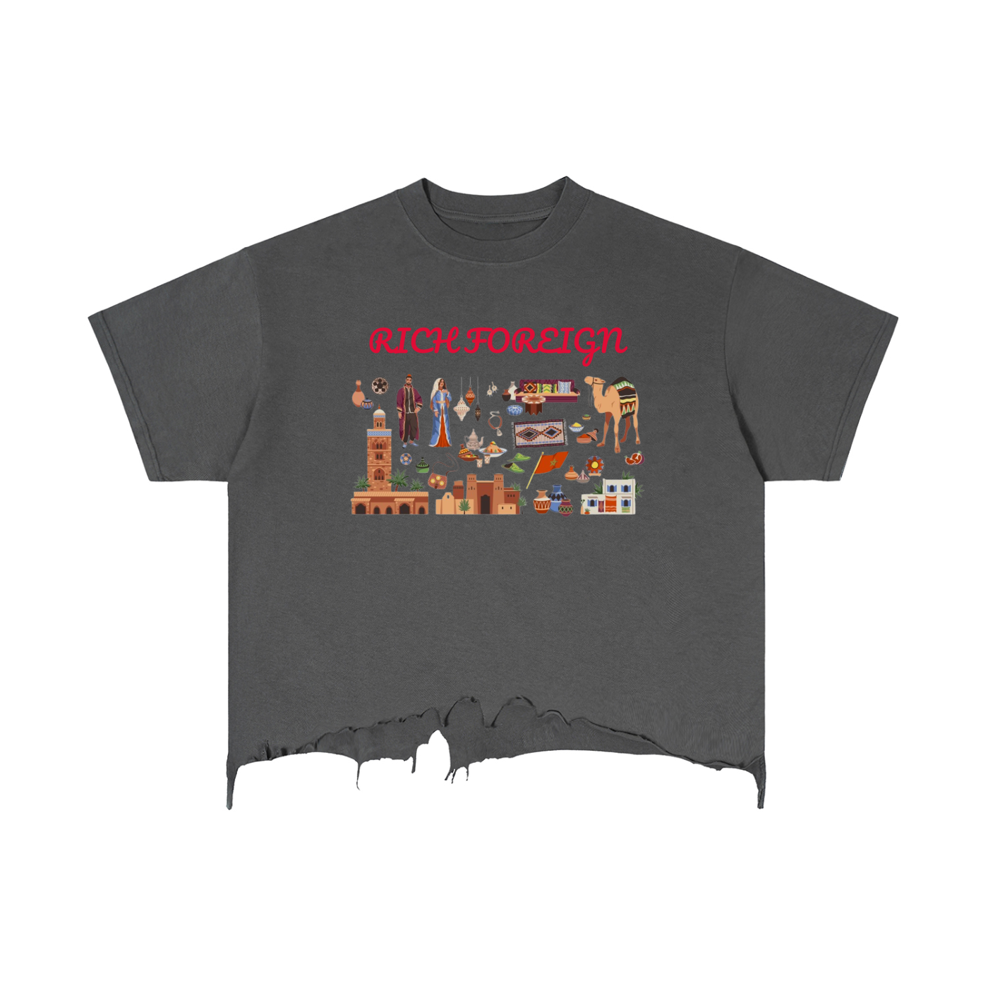 Vintage Wash Boxy Distressed Hem T-Shirt