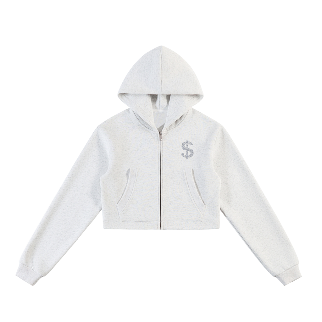 Women Essential Cropped Zip-Up Hoodie