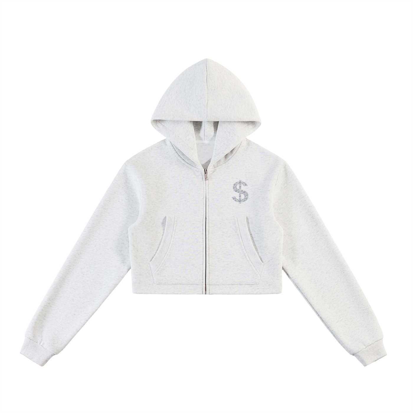 Women Essential Cropped Zip-Up Hoodie