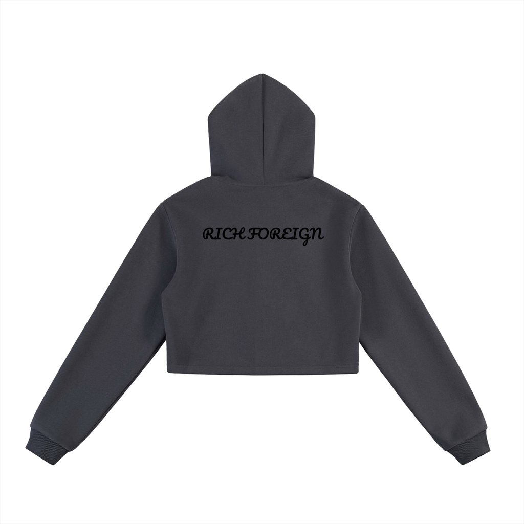 Women Essential Cropped Zip-Up Hoodie